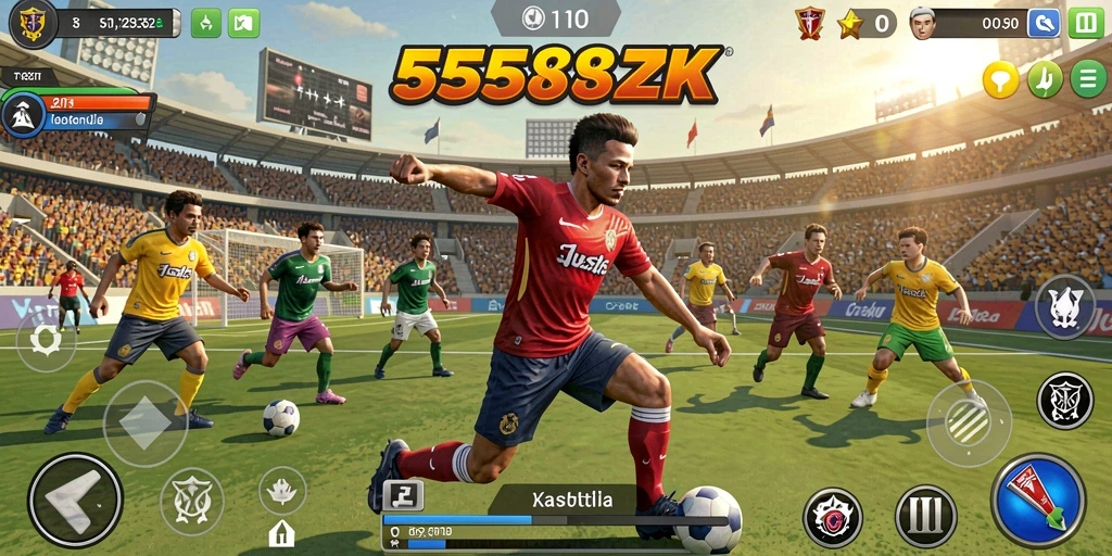 Tampilan gameplay seru dalam 555ZK dengan aksi olahraga yang menegangkan.