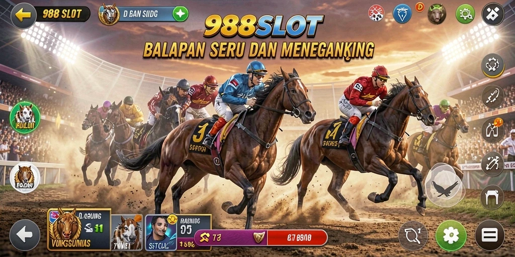 Screenshot 988SLOT menampilkan aksi balapan yang mendebarkan.
