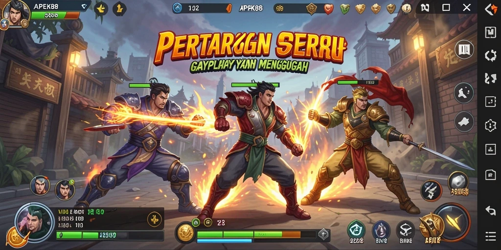 Gameplay APEK88 yang menampilkan pertarungan seru dan karakter unik.