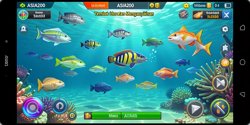Tangkapan layar utama ASIA200 menampilkan serunya gameplay Tembak Ikan.