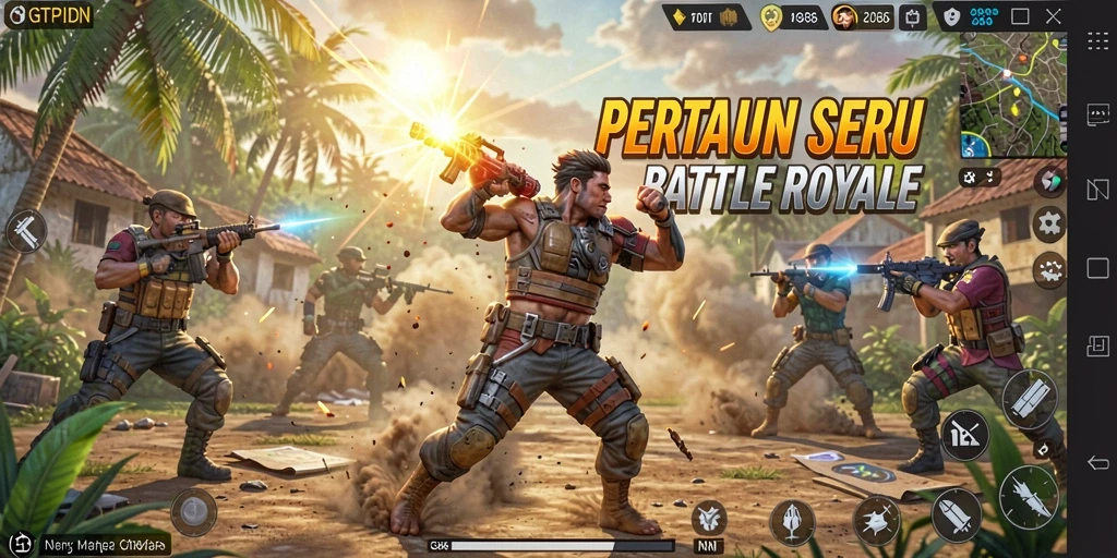 Tampilan gameplay seru GTPIDN dalam pertempuran Battle Royale.
