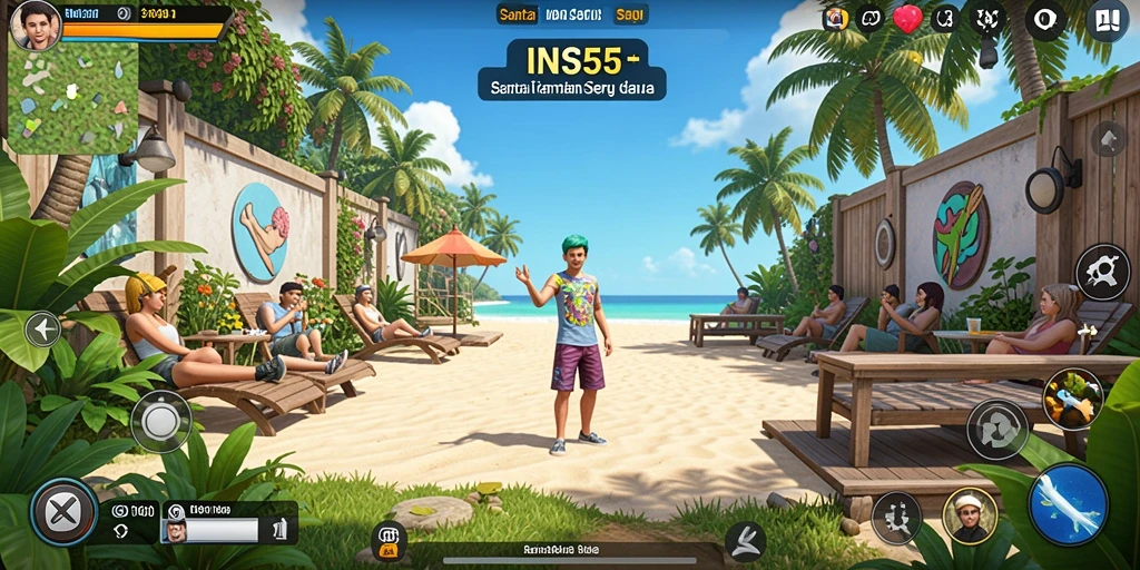 Screenshot gameplay INS55 menampilkan karakter lucu dan aksi seru.