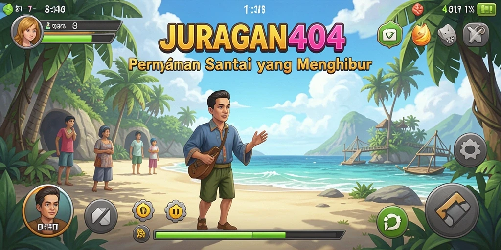 Tampilan gameplay Santai JURAGAN404 yang menghibur dan berwarna.