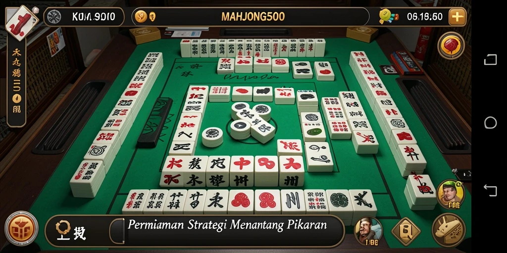 Tampilan gameplay MAHJONG500 yang menantang dan strategis.