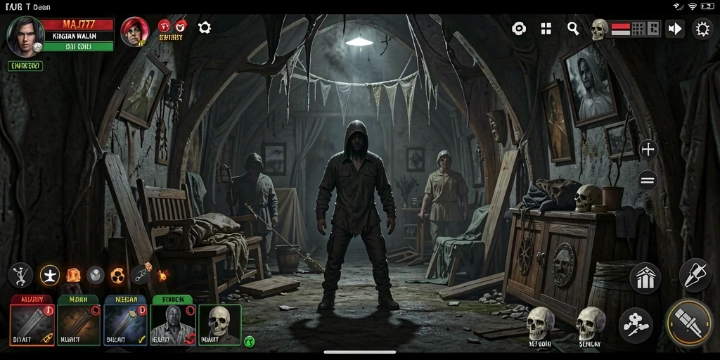 Tampilan menakutkan dari gameplay MAJ777 dengan suasana gelap.
