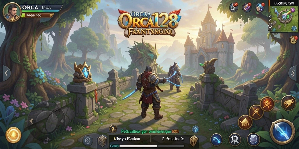 Tampilan gameplay ORCA128 dengan karakter beraksi di dunia RPG yang mendalam.