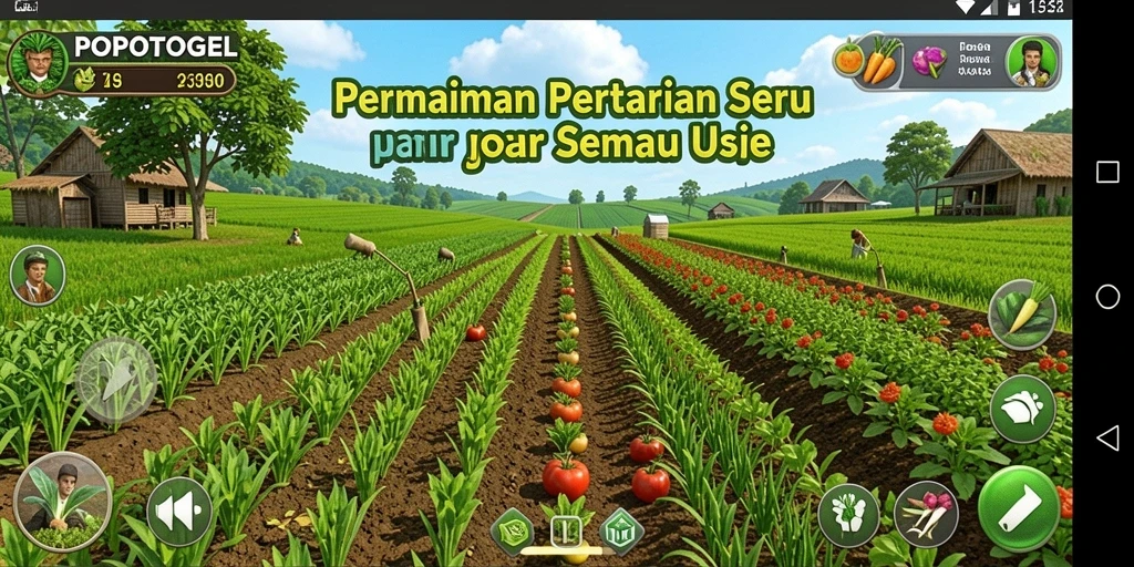Screenshot gameplay <strong>POPOTOGEL</strong> dengan suasana pertanian yang menawan.