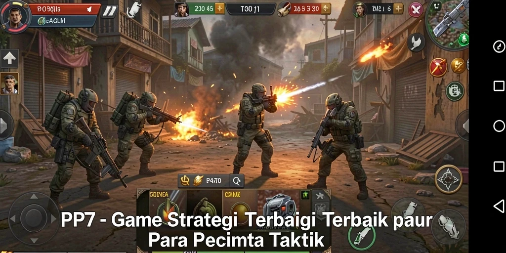 Tampilan gameplay menegangkan dalam game strategi PP7.
