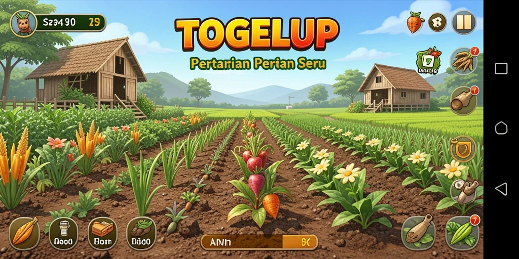 Tampilan gameplay menarik dalam TOGELUP yang menggambarkan dunia pertanian.